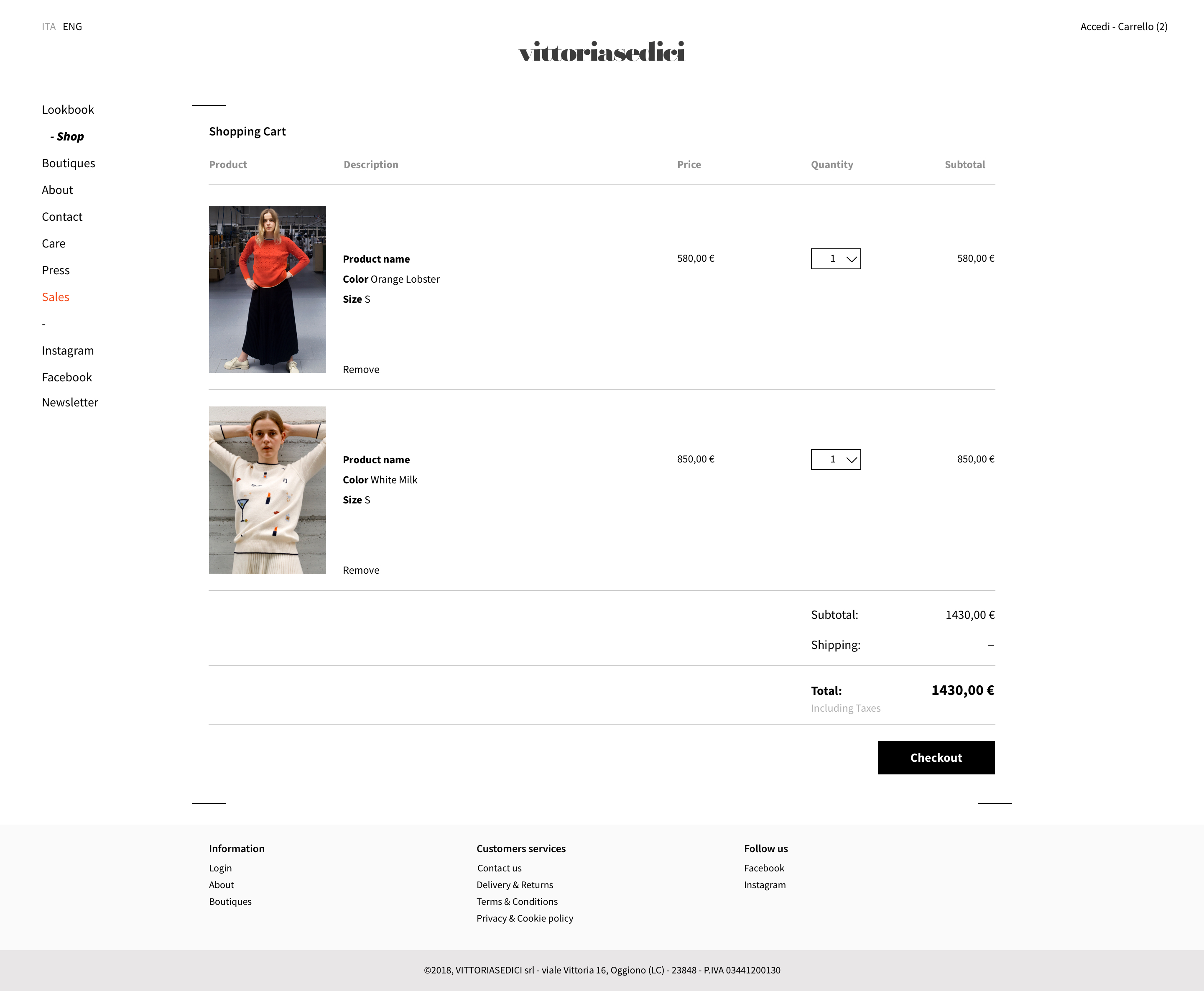 Vittoriasedici sito Cart
