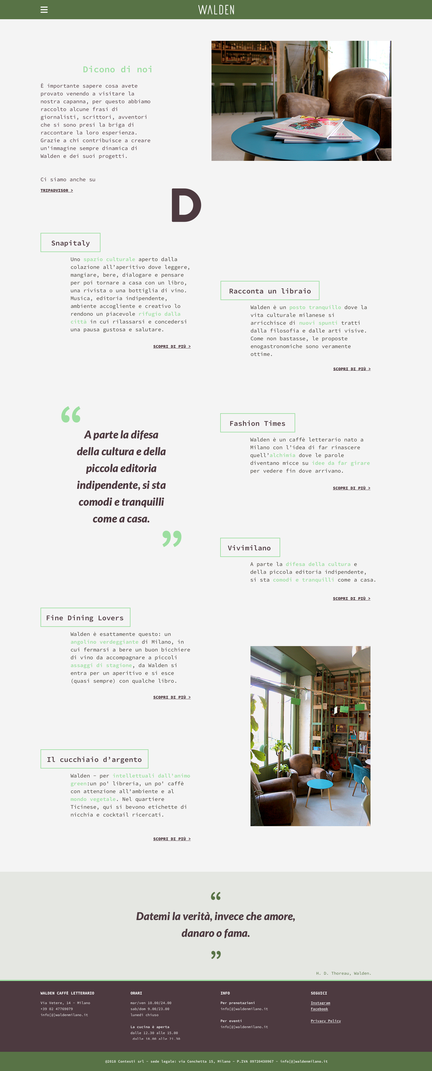 Walden Milano Website Layout - Dicono di noi
