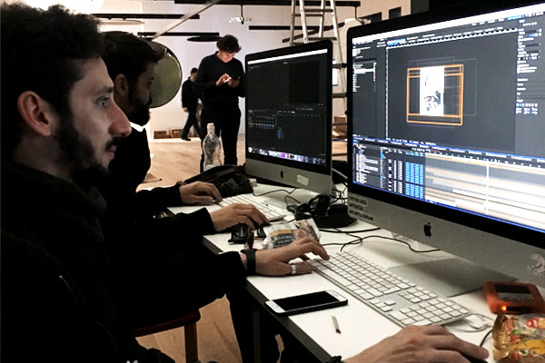 cromazoo team at work for artemide video mapping